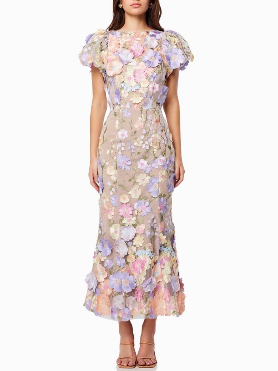 Andressa | Robe longue à fleurs charmante pour femmes - Manches courtes élégantes pour un look raffiné