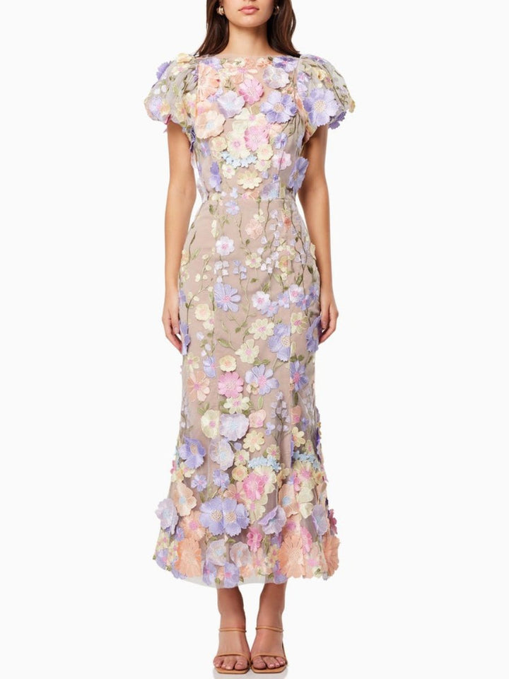 Andressa | Robe longue à fleurs charmante pour femmes - Manches courtes élégantes pour un look raffiné