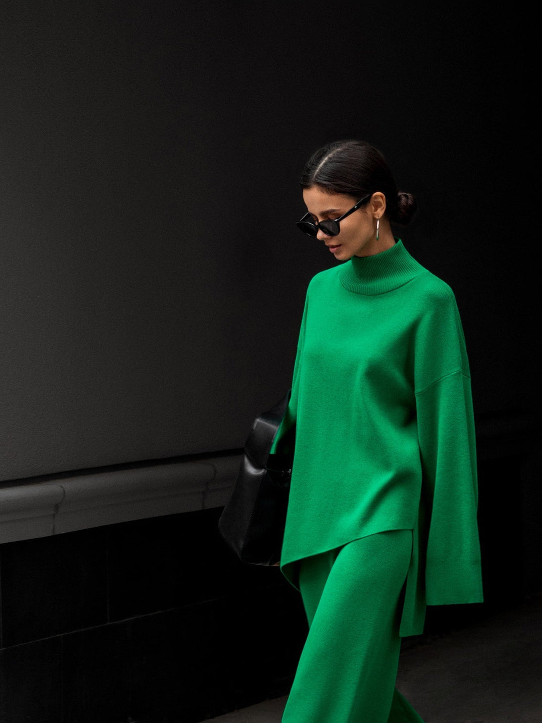 Coton Doux - Ensemble élégant à 2 pièces avec col roulé asymétrique pour un look stylé.
