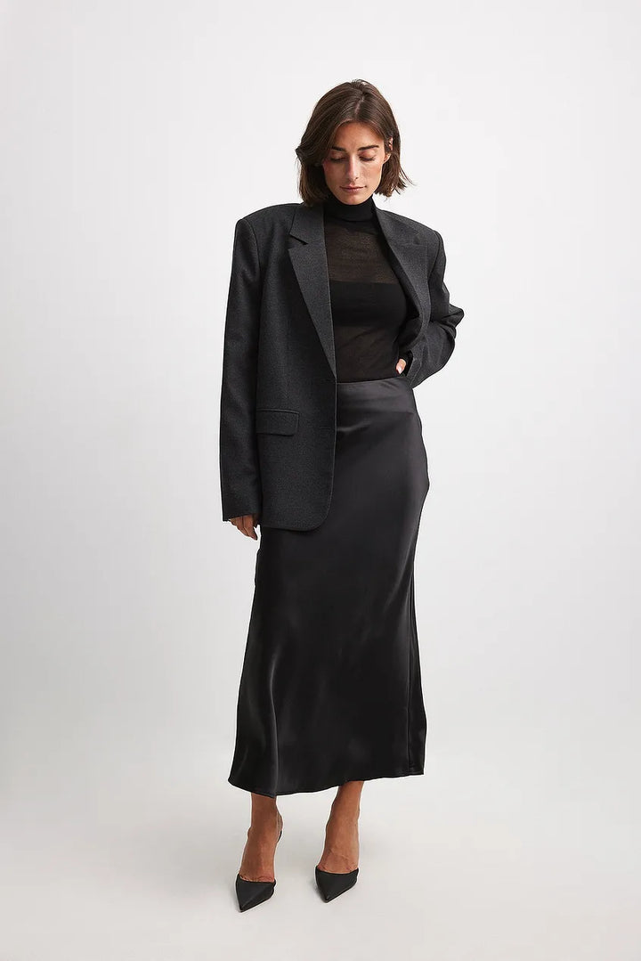Effie - Jupe midi en satin classique élégante pour femmes