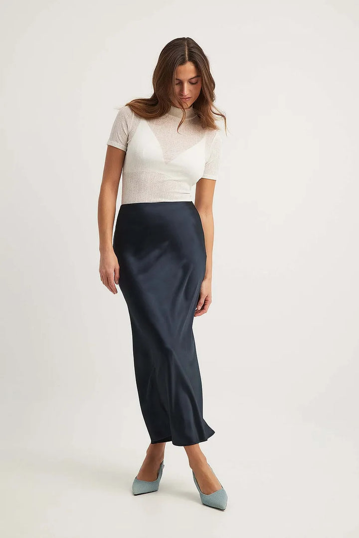 Effie - Jupe midi en satin classique élégante pour femmes