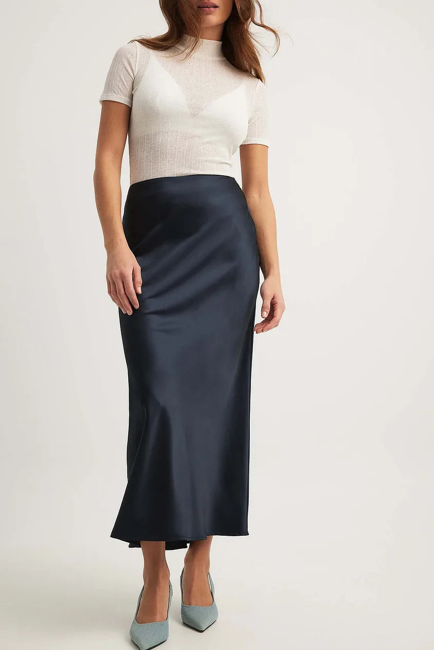 Effie - Jupe midi en satin classique élégante pour femmes