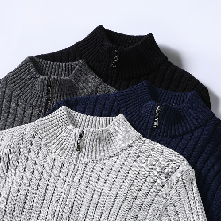 Pierre™ - Cardigan en laine Shetland pour homme avec fermeture éclair
