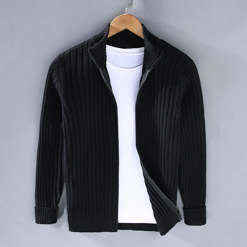 Pierre™ - Cardigan en laine Shetland pour homme avec fermeture éclair