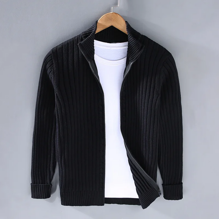 Pierre™ - Cardigan en laine Shetland pour homme avec fermeture éclair