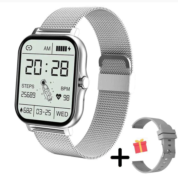 LuxeTime | Montre intelligente élégante pour femmes avec tracker d'activité, moniteur de fréquence cardiaque et design chic.