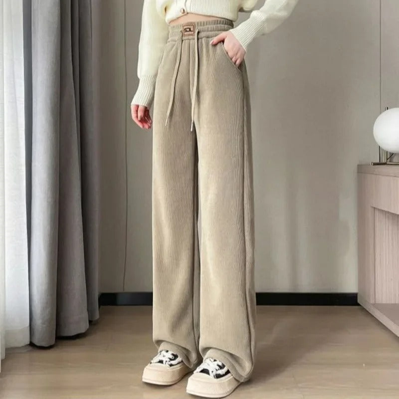 Alice - Pantalon en velours côtelé de luxe avec doublure chaude en polaire