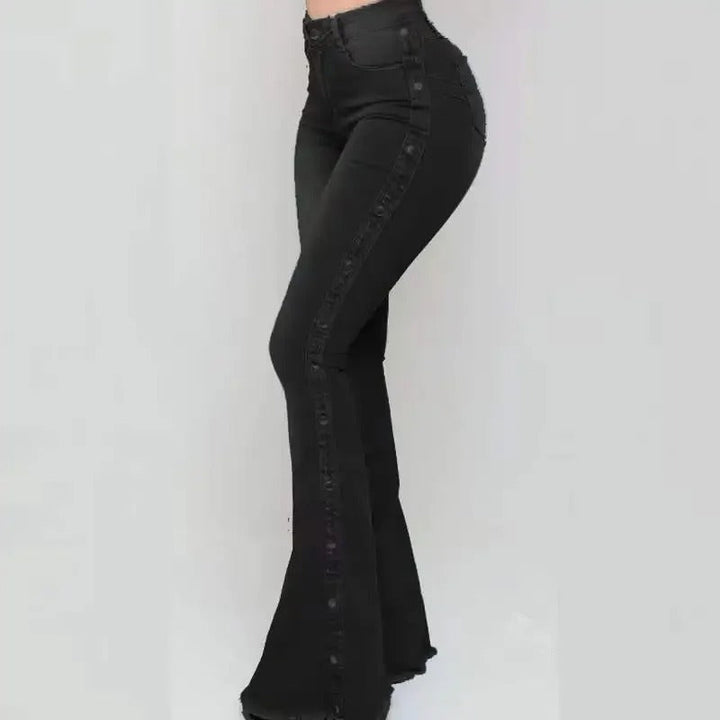 Agatha - Pantalon en denim stretch tendance avec une taille haute et une coupe fluide