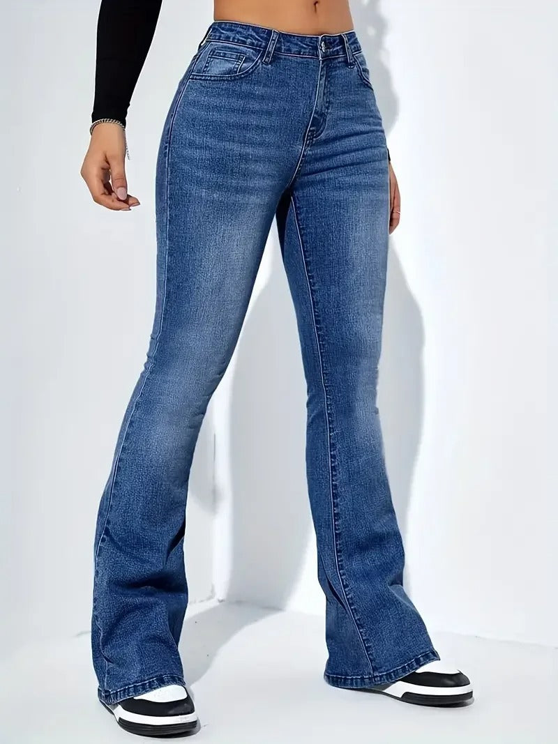 Rosie - Tendance pantalon flare en denim avec une taille haute