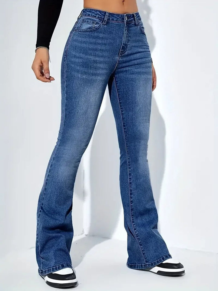 Rosie - Tendance pantalon flare en denim avec une taille haute