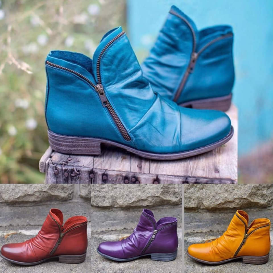 Julie™ - Bottes en cuir avec fermeture éclair pour femme