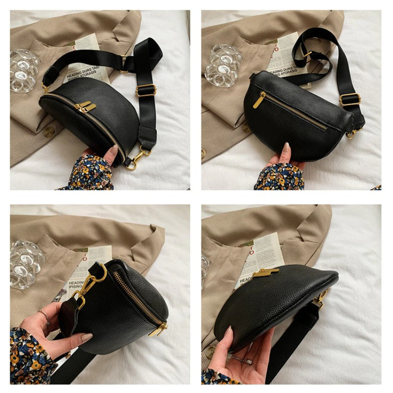 Zivora élégante banane en cuir avec une seule fermeture éclair pour un mélange parfait de fonctionnalité et d'élégance.