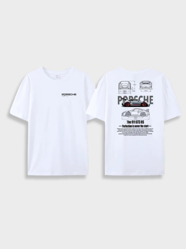 T-shirt oversize sportif avec un design de voiture Porsche distinctif