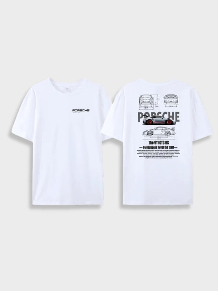 T-shirt oversize sportif avec un design de voiture Porsche distinctif