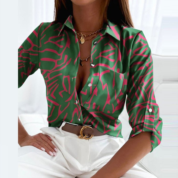 Blouse Smart Casual Chic et Confortable avec Col Rétro pour Femmes dans Diverses Couleurs et Motifs