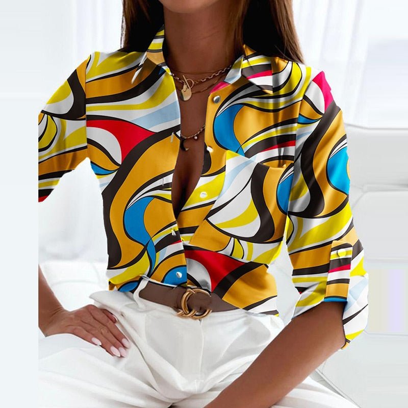 Blouse Smart Casual Chic et Confortable avec Col Rétro pour Femmes dans Diverses Couleurs et Motifs