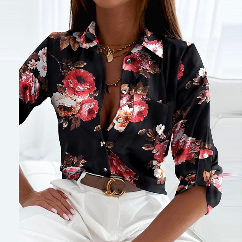 Blouse Smart Casual Chic et Confortable avec Col Rétro pour Femmes dans Diverses Couleurs et Motifs