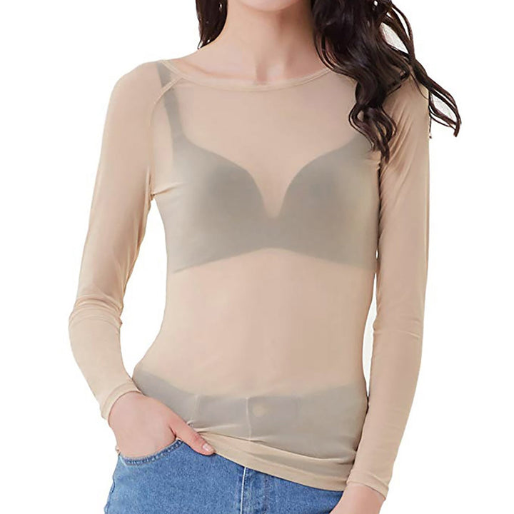 Top en maille élégante et transparente à manches longues pour femmes