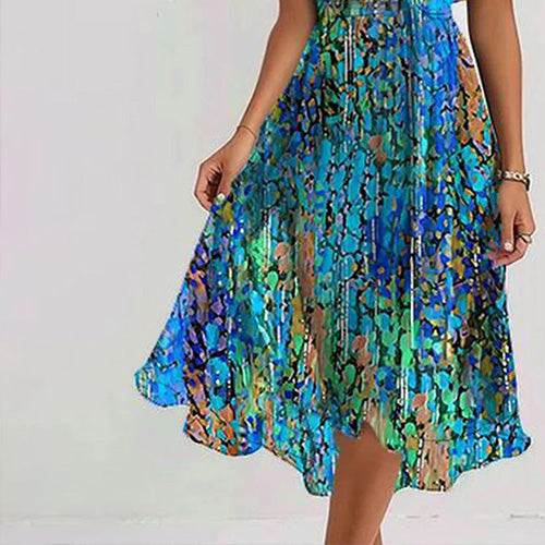 Katleen | Robe midi en chiffon imprimée avec décolleté en V - Mode féminine élégante