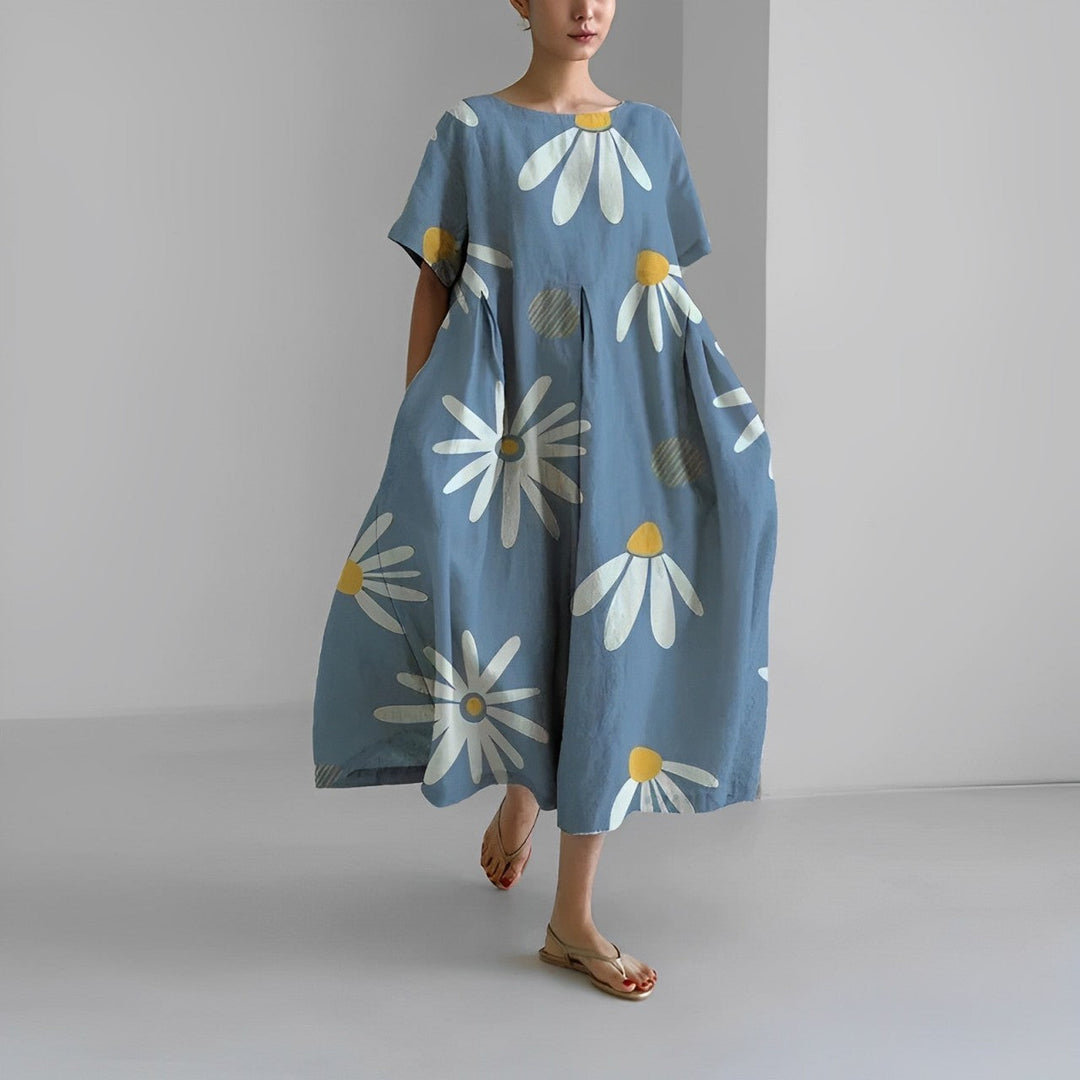Vittoria | Charmante robe de chambre maxi boho pour femmes avec imprimé floral et poches pratiques
