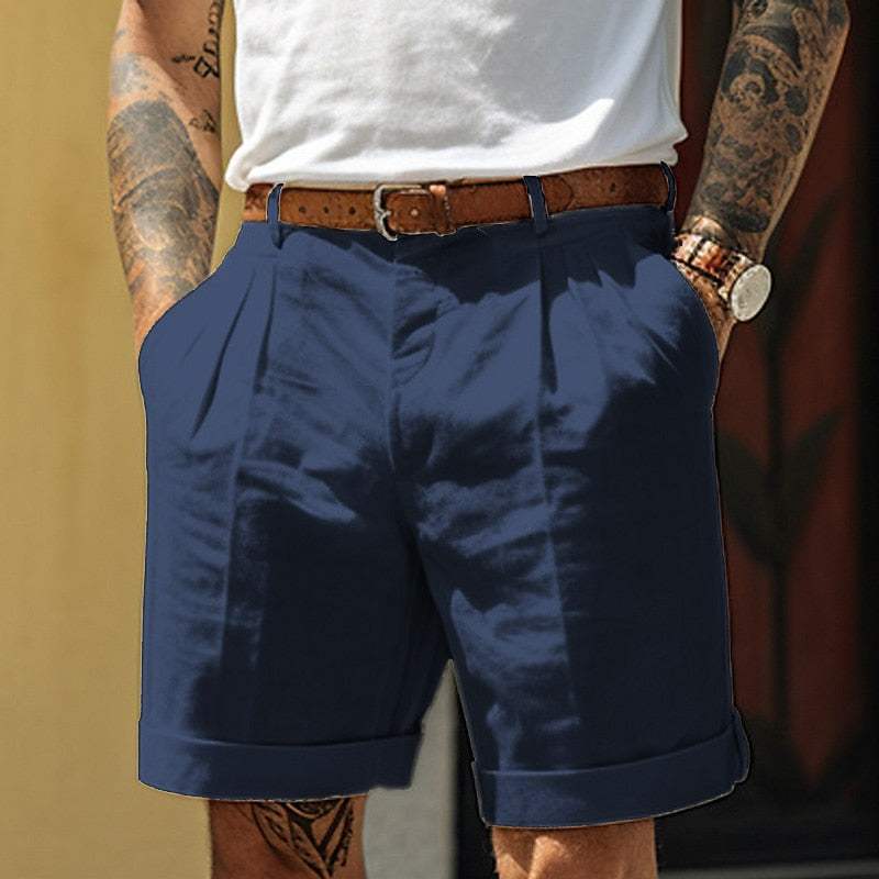 Short en lin mélange sur mesure pour hommes avec élégants plis et zoom confortable - Respirants et durables.