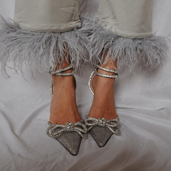 Paulien | Sandales à Talons Élégantes en Glitter avec Bride Basse
