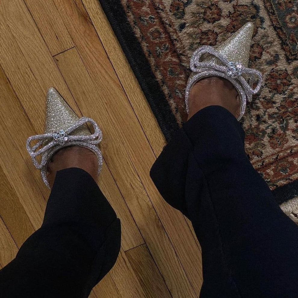 Paulien | Sandales à Talons Élégantes en Glitter avec Bride Basse