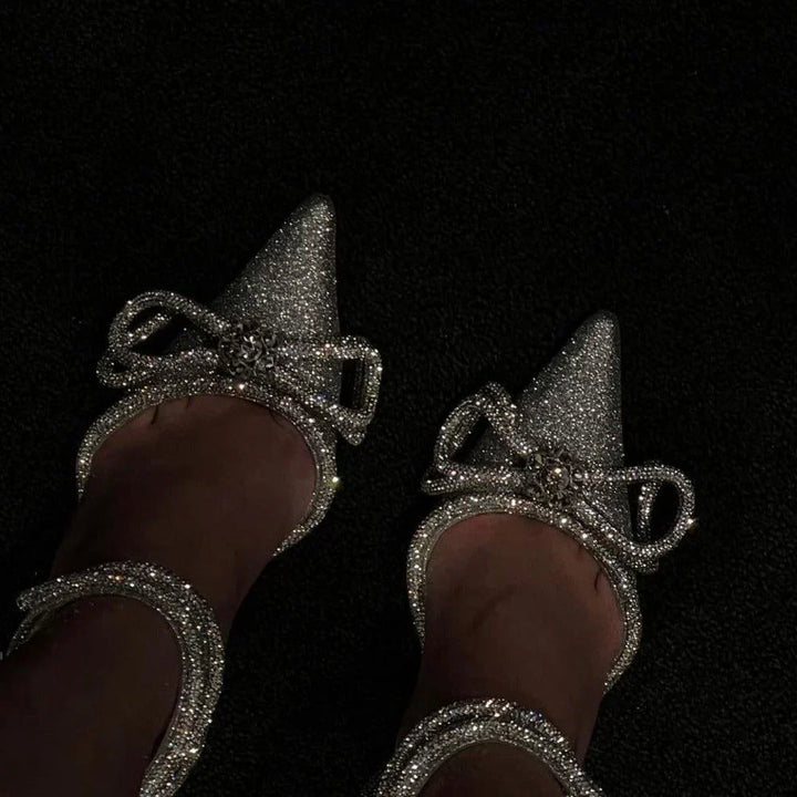 Paulien | Sandales à Talons Élégantes en Glitter avec Bride Basse
