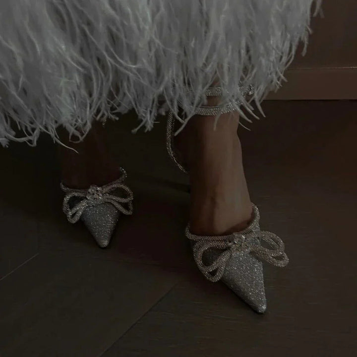 Paulien | Sandales à Talons Élégantes en Glitter avec Bride Basse