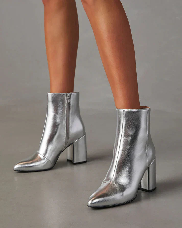 Sky | Bottines métalliques argentées élégantes pour un look moderne