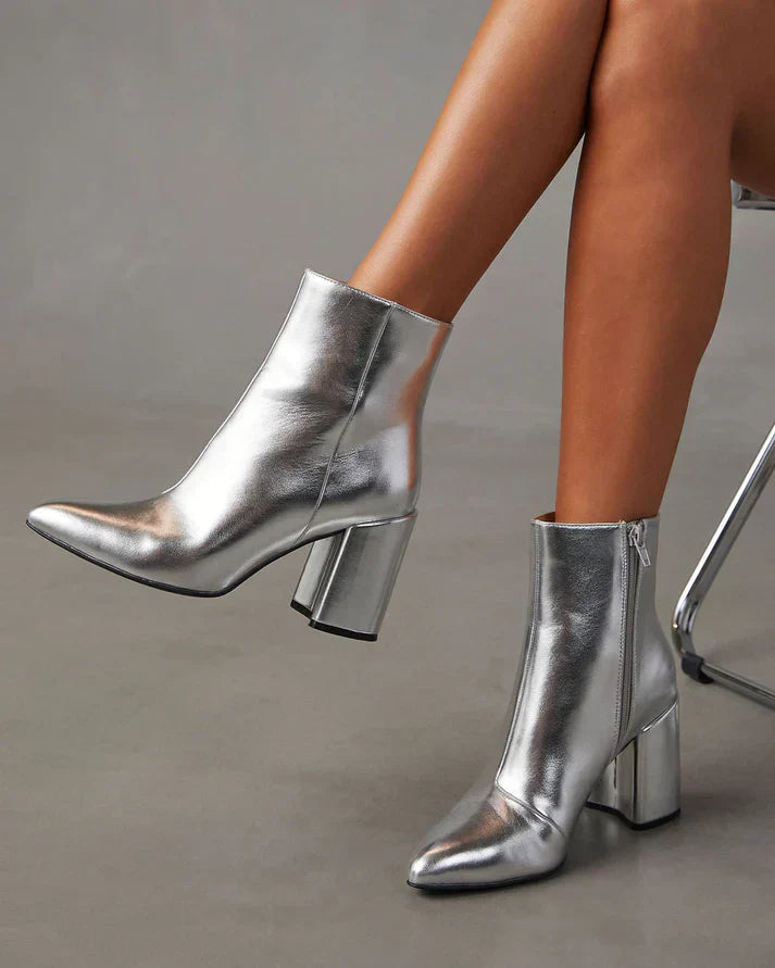 Sky | Bottines métalliques argentées élégantes pour un look moderne