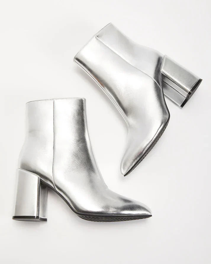 Sky | Bottines métalliques argentées élégantes pour un look moderne