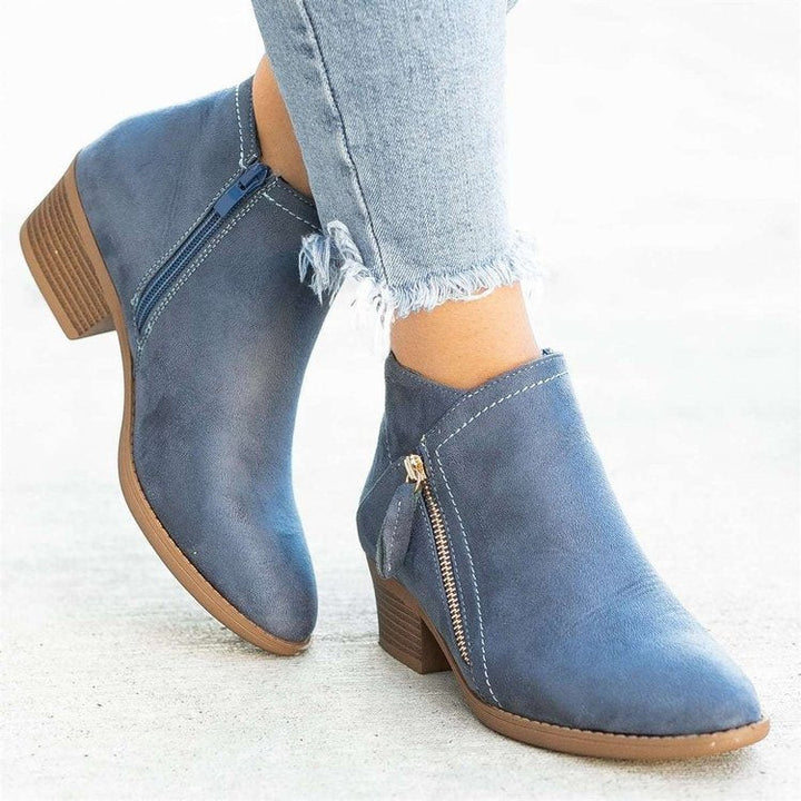 Celeste | Élégants et confortables bottines en suede à mi-hauteur avec fermeture éclair et un petit talon subtil